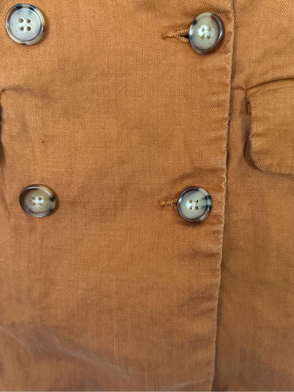 Evereve Linen Blend Blazer Women’s Small Caramel Tan Double Breasted w Pockets - Picture 5 of 11